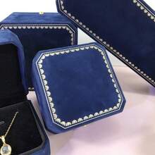 Octagonal Velvet Jewelry Storage Box Necklace Bracelet Organizer Case Elegant Decorative Display Container For Luxury Gifts Wedding Anniversary Keepsake Premium Velvet Lined - Multicolor - View 7