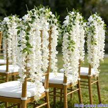 1pc 72-Inch Outdoor Artificial White Wisteria Vine, 183cm Total Length - Realistic Fake Hanging Vine, Dense Flowers, Double-Layered Plastic Wisteria Wreath, Suitable For Weddings, Parties, Gardens And Outdoor Decor - Year-Round Tabletop Center Decor, Balcony Hanging - White - View 5