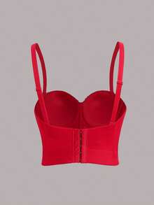 Áo croptop hở lưng đính đá, kim cương và ngọc trai gợi cảm, áo vest ôm sát tôn dáng cao cấp đa năng dành cho nữ. - Đỏ - Xem 8