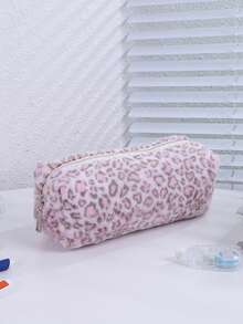 1 hộp đựng bút lông in họa tiết da báo phong cách Y2K sang trọng, túi đựng văn phòng phẩm mềm mại, dung tích lớn, túi đựng đồ trang điểm chất lượng cao dành cho học sinh. - Hộp đựng bút in họa tiết da báo - Xem 7