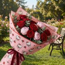 1pc/20pcs Flower Packaging Paper, Gift Packaging Paper, Bouquet Packaging Paper, Waterproof, Foldable And Easy-To-Cut Gift Packaging Paper, Cartoon Rose And Cat Pattern, Suitable For Holiday Packaging, Party Decoration, Birthday Packaging, Flower Shop Bouquet Packaging, Valentine's Day, Gifts, Weddings Or Personal DIY Projects, Home Decoration, Room Decoration, Mother's Day, Graduation Season, Theme Parties - Multicolor - View 9