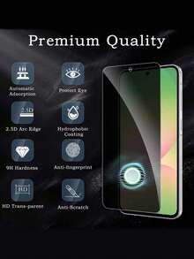 防震安卓手机膜 3片/套 适用于 Galaxy A54 5G 的隐私防窥钢化玻璃屏幕保护膜，全覆盖防窥，9H 硬度，防指纹，无气泡，易于安装，适用于 Galaxy A56/A36/A26/A16/A15/A25/A35/A55/A05s/A05/A14/A24/A34/A54/A04e/A04/A04s/A13/A23/A03/A57/A17，轻薄实用，手机配件，兼容手机壳，日常必备保护膜，母亲节礼物，生日周年纪念日礼物 - 黑色 - 查看 2