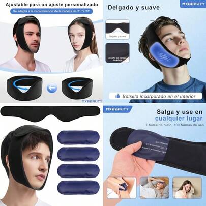 Paquete de Hielo Facial 4pzs Compresas de Gel Frio Envoltura para Cabeza de Hielos Compresa Fría con Banda Ajustable Bolsa para Frio o Calor Reutilizable Cold Pack Durable Resistente al Agua