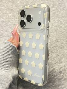 简约透明磨砂花星图案手机壳，兼容 17 Pro Max、17 Pro、17、16 Pro Max、16 Pro、16、16、15 Pro Max、15 Pro Max、15 Pro、15、14 Pro Max、14 Pro、14、13 Pro Max、13 Pro、13，创意保护边框 - 花朵 - 查看 3