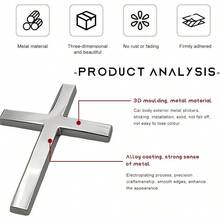 2 PCS Metal Christian Emblem Stickers, 2.5*1.8 Alloy 3D Car Sticker Badge, Self-Adhesive Emblem Decal Decoration Auto Trunk Tailgate Fenders, Car Exterior Decal (Black+Silver) - 黑色+銀色 - 查看 3