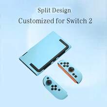 Estuche protector compatible con Switch 2, funda protectora antichoque portátil NS en azul. El set incluye 2 protectores de pantalla de vidrio templado y 8 agarres de pulgar en forma de estrella - Juego de protección en azul - Ver 3