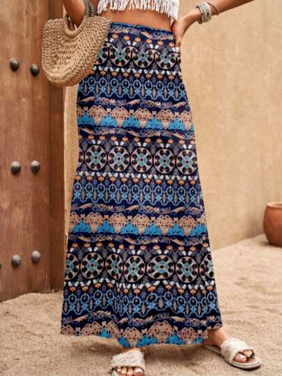 Chân váy cạp cao họa tiết hoa nhí thanh lịch mới cho mùa Xuân/Hè, chân váy chiffon dáng suông thời trang phong cách Bohemian giúp tôn dáng trong kỳ nghỉ.