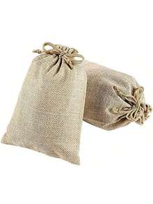 50 Piezas De Bolsas De Yute Y Arpillera De Lino Amarillo De 10x14cm Con Cordón Para Joyería, Manualidades, Bodas, Fiestas, Navidad - Caqui - Ver 6
