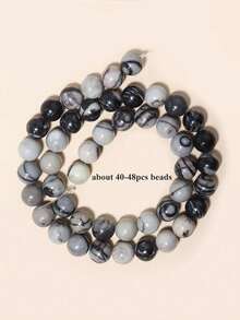 1 Strand 4/6/8/10mm Natural Black Network Jasper Spider Web Jasper Beads Round Loose Spacer Beads For Jewelry Making DIY Bracelet Necklace Accessory. - Multicolor - View 9
