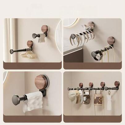 Giá phơi quần áo thu gọn tiết kiệm không gian (gắn bằng giác hút) - Thanh phơi đồ điều chỉnh được treo trong nhà, thích hợp để phơi đồ trong phòng tắm/giặt giũ, khung nhựa chắc chắn, lắp đặt dễ dàng không cần khoan, sử dụng trong nhà/ngoài trời, lý tưởng cho không gian nhỏ, giá phơi quần áo nhỏ gọn, giá phơi treo tường, thanh phơi đồ ban công, giải pháp giặt giũ trong phòng tắm, nhà ở căn hộ, nhà ở thành thị.