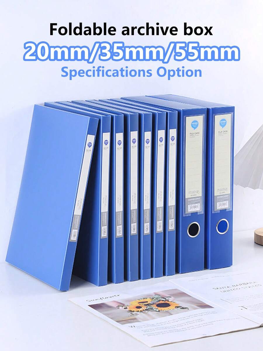 1/5 chiếc bìa đựng tài liệu gấp gọn, nhiều kích cỡ, hộp đựng tài liệu A4, dung tích lớn, chất liệu PP, chống thấm nước và chống bẩn, hộp lưu trữ tài liệu, đựng hợp đồng và chứng chỉ, tùy chọn độ dày 20mm/35mm/55mm, thích hợp cho văn phòng, trường học, tổ chức nhân sự, bìa đựng tài liệu gấp gọn, quà tặng tựu trường/tốt nghiệp (nhãn ngẫu nhiên) - A4 - Màu xanh dương - Xem 1