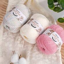 4卷/袋，100%纯棉粗卷毛线，柔软亲肤，适合编织围巾、毛衣、披肩、靠垫、背心及各种手工艺品，春夏款。 - 1bag=4pcs=200g - 查看 8