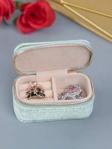 1pc Velvet Jewelry Box With Zipper, Large Capacity Jewelry Storage Box With 2 Removable Dividers, Earring Rings Necklaces Bracelets Organizer Box. Suitable As Gift For Girlfriend, Friend, Girls, Mother's Day Sun Travel Cool, Room Decor - Multicolor - View 23