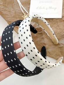 Bộ 2/1 chiếc băng đô chấm bi bằng polyester, kiểu dáng giản dị, phù hợp cho mọi mùa. - Nhiều màu - Xem 3