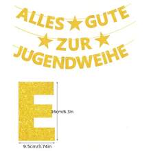 1set,Gold Glitter Alles Gute Zur Jugendweihe DIY String Banner - German Coming Of Age Ceremony Decorations - Sparkling Star Bunting Garland For Youth Celebration Party -Shimmering Hanging Sign For Youth Entry Ceremony - View 4