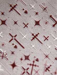 1pc Red Cross Nail Sticker, 5D Embossed Cross & Star Pattern, Cute Y2K Style DIY Nail Decals For Women, Can Be Applied On Nails, Phone Cases, Cups, Mirrors, Etc. - Red - View 1