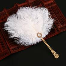 New Gorgeous Imitation Ostrich Feather Fan Feather Decoration Fan Runway Dance Fan - 仙紫色華麗駝鳥毛扇 - 查看 8