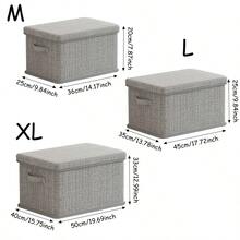 1pc Fabric Storage Box With Lid, Foldable Clothes Storage Box, Multifunctional Wardrobe Organizing Storage Box, Wardrobe Organizing Storage Box, Home Organizing Storage Box, Sturdy , Equipped With Handles On Both Sides, Simple Style Non-Woven Fabric Storage Box, Can Store Clothes - Grey - View 9