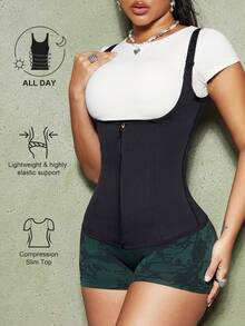 Áo định hình eo cho nữ, 1 chiếc, hai lớp, có nút điều chỉnh, khóa kéo phía trước. - màu đen - Xem 6