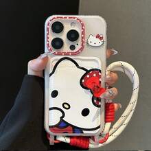 SANRIO 1 chiếc ốp lưng điện thoại kiểu dáng tối giản Hàn Quốc INS họa tiết chấm bi Hello Kitty 3D nơ kèm dây đeo cho iPhone 17/17Pro/17PM, 16/16Pro/16PM, 15/15Pro/15PM, 14ProMax/14Pro/14, 13ProMax/13Pro, 12ProMax/12Pro, 11/11ProMax, SE, ốp bảo vệ thời trang hoạt hình nữ tính. - Nhiều màu - Xem 1