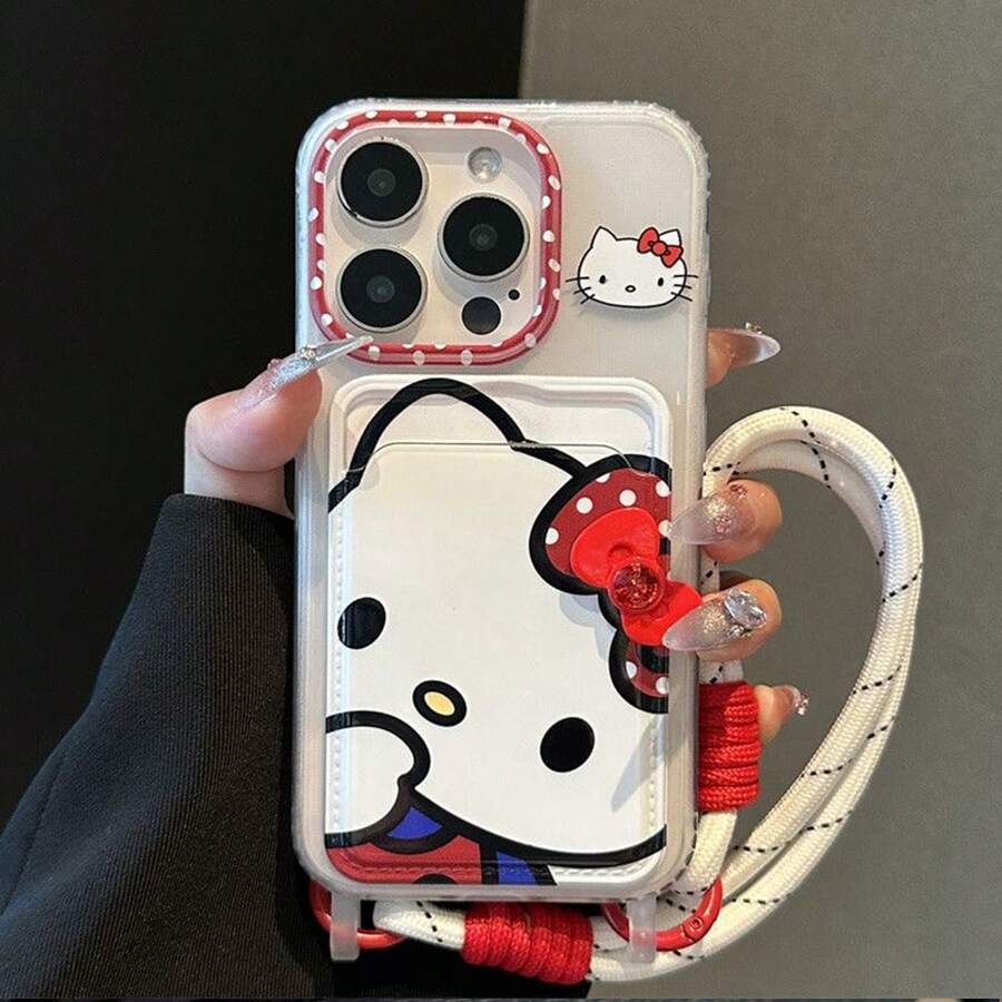 SANRIO 1 chiếc ốp lưng điện thoại kiểu dáng tối giản Hàn Quốc INS họa tiết chấm bi Hello Kitty 3D nơ kèm dây đeo cho iPhone 17/17Pro/17PM, 16/16Pro/16PM, 15/15Pro/15PM, 14ProMax/14Pro/14, 13ProMax/13Pro, 12ProMax/12Pro, 11/11ProMax, SE, ốp bảo vệ thời trang hoạt hình nữ tính. - Nhiều màu - Xem 1