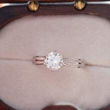 1 chiếc nhẫn bạc S925 đính đá Moissanite tròn 1 carat, kiểu dáng 6 chấu, phù hợp cho nữ đeo hàng ngày. - Một chiếc 1CT - Xem 2