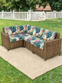 1 chiếc vỏ đệm sofa ngoài trời bằng lụa sữa in kỹ thuật số, độ co giãn cao, chống bụi và bẩn, phù hợp cho mọi mùa. - Nhiều màu - Xem 7