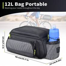 26 Styles Dual-Layer Bicycle Rear Rack Bag - 12L Reflective Bicycle Saddle Bag With Shoulder Strap, Bicycle Rear Seat Cargo Bag For Bicycle & Electric Bike, 2 Styles Available - Black - View 10