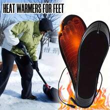 1 Pair Full Foot Coverage Electric Heated Insoles, USB Plug Design, Comfortable Fit, Fabric With Overheat Protection, Suitable For Skiing, Camping And Hunting - Black - View 2
