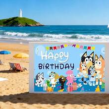 1件装 BLUEY 新蓝狗派对横幅，卡通主题派对道具和横幅用品 - 彩色 - 查看 2