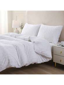 White Arched Wavy Floral Print Bedding Set (3 Pieces, Including 1 Duvet Cover + 2 Pillowcases) - Simple, Elegant, And Classic - Pillowproof, Colorfast, Soft And Gentle On The Skin, Luxurious And Suitable For All Seasons - Wabi-Sabi Style - Bedroom Bedding - 5# White Arch - View 3