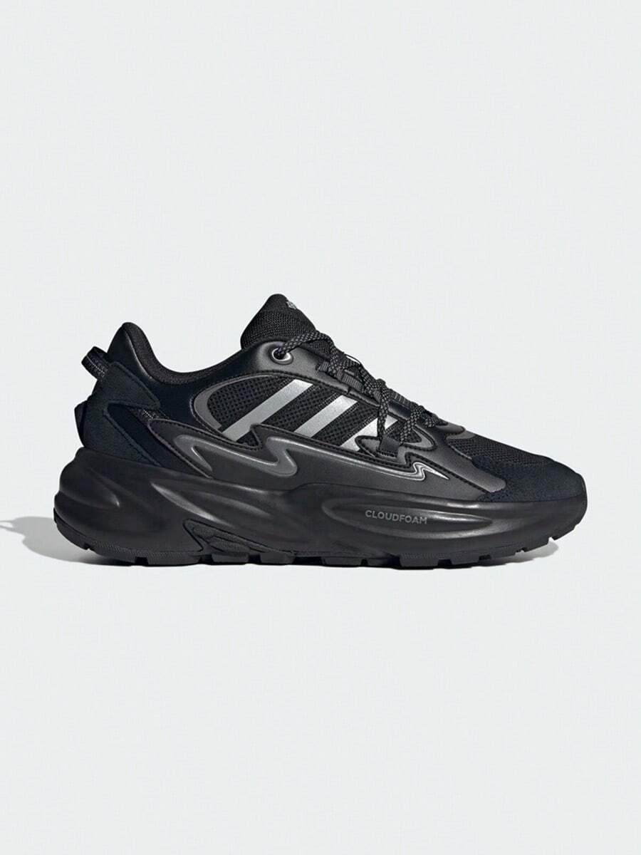 Adidas 春夏網布訓練跑步鞋,中性運動休閒跑步鞋 JR3184 - 黑銀色 - 查看 1