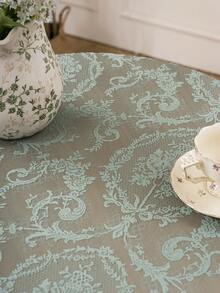 1pc French Country Style Lace Tablecloth With Ruffle Edge, Decorative Table Cover For Kitchen, Dining Room, Living Room, Coffee Table, TV Stand, Suitable For Wedding, Party, Birthday, Home Decor - Green - View 7