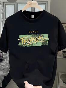 Camiseta de manga corta de marca de moda de alta calidad para hombre, estilo coreano de verano, estampada, casual y versátil para ropa masculina. - Negro - Ver 1