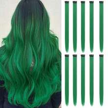 10 Pcs Burgundy Hair Extensions 22 Inch Straight Colored Hair Colorful Clip In Extensions Highlight Party For Girls And Women - Multicolor - View 9