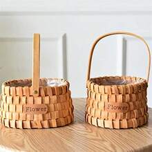 Small Picnic Basket Handmade Woven Flower Baskets Portable Rattan Flower Container Holder Decorative Camping Picnic Storage Basket Home Organizer Color : 01 (3) - 3 - Ver 7