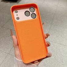 1 buah Casing Ponsel Jendela Besar Warna Oranye Polos, Pelindung Lensa Sentuhan Lembut dengan Film Lensa, Casing Pelindung Anti Jatuh Minimalis Cocok untuk iPhone 17, 17 Pro, 17 Pro Max, Desain Minimalis & Modis untuk Penggunaan Sehari-hari dan Hadiah - Kuning - View 8