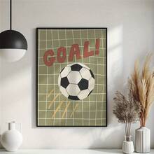 1PC Unframed Soccer Themed Wall Art Posters Canvas, Featuring A Goal, Net And Ball Prints Canvas Hanging Painting, Football Printing Artwork, Football Lover Room Decor, Suit For Play Areas For Kids, Homes, Offices Wall Decor, No Frame - Style a - View 5