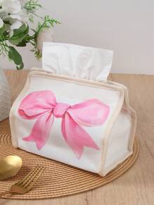 1pc Pink Bow Tissue Box, Cute Bow Tissue Holder Suitable For Car, Kitchen, Bedroom, Bathroom, Living Room, Birthday Girl, Party Decor, Home Decor, Vanity, Gift For Her, Napkin Holder, Kitchen Counter Decor, Car Interior Decor, Facial Tissue Box, Teenage Girl Bedroom Decor, Mother's Day Gift, Decorative Tissue Box - Pink Bow - View 9