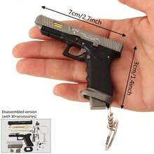 High Quality Micro G34 Keychain Sset, Very Cool Guns Shape Model Gift Collection Options For Men Adult - Silver - View 6