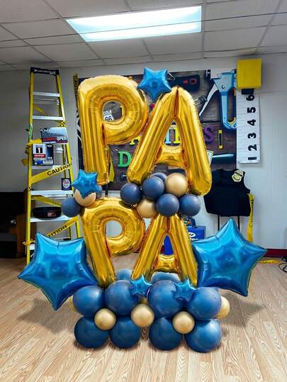 50pcs Father's Day Balloon Set, "I Love You Dad, Happy Father's Day" Balloons, Silver "PAPÁ" Foil Banner, Blue Latex Balloons, Star Balloons, For Father's Day Celebration Decor, Room Decor, Father's Day Party Decorations, Best Dad Birthday, Photo Props, Gift For Dad, Father's Day Balloon Arch