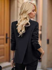 Áo khoác blazer đen thanh lịch, kiểu dáng độc đáo, hàng mới về mùa Xuân/Thu 2026 dành cho nữ. - màu đen - Xem 1