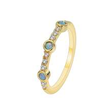 Women's Layered Gold-Plated Rings, Adorned With Opal And Transparent Cubic Zirconia, Minimalist And Elegant Design, Suitable For Daily Commute And Workwear, An Ideal Gift For Fashion Enthusiasts - Gold - View 8