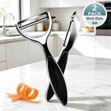 2-Pack Stainless Steel Vegetable Peeler Set, Professional Y-Shaped & I-Shaped Fruit Peelers, Ultra Sharp Potato & Carrot Peeler With Non-Slip Ergonomic Handle, Durable Kitchen Gadgets For Home - 銀色 - 查看 11