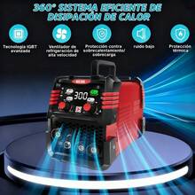Soldadora Inverter Portátil Wanse 3 en 1, Ideal para Trabajos Industriales y Mantenimiento del Hogar - Rojo - Ver 4