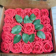 27pcs Set (25 Rose Flowers, 2 Leaves) Artificial Ivory Foam Roses With Stems, Suitable For DIY Wedding Bouquets, Bridal Shower Centerpieces, Party Table Decor, Valentine's Day And Mother's Day (Excluding Gift Box) - Multicolor - View 6