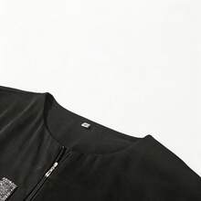 Vestido negro de manga larga con cuello redondo, diseño con cremallera, suelto y con lentejuelas, de estilo casual y fashionable, apto para uso diario, en el hogar, festivales y todas las estaciones, primavera - Negro - Ver 5