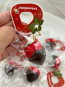 Cute Chocolate Dip Strawberry Slow Rebound Squeeze Toy, Stress Relief Squishy - Multicolor - View 1