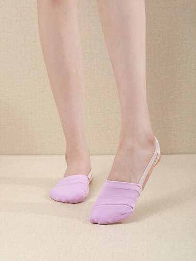 Purple Ballet Half Sole Dance Shoes - Women's Elastic Knit Non-Slip Half Toe Ballet Shoes, Ballet, Gymnastics, Yoga, Qia Qia, Modern, Jazz And Contemporary Dance Shoes