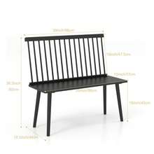 COSTWAY Entryway Bench For 2, Windsor Bench With Spindle Back, Rubber Wood Dining Bench, Indoor Bench For Kitchen Dining Room Hallway, Black - 黑色 - 查看 5